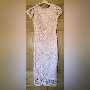 AX Paris: Pink Crochet Overlay Dress (Size 8)